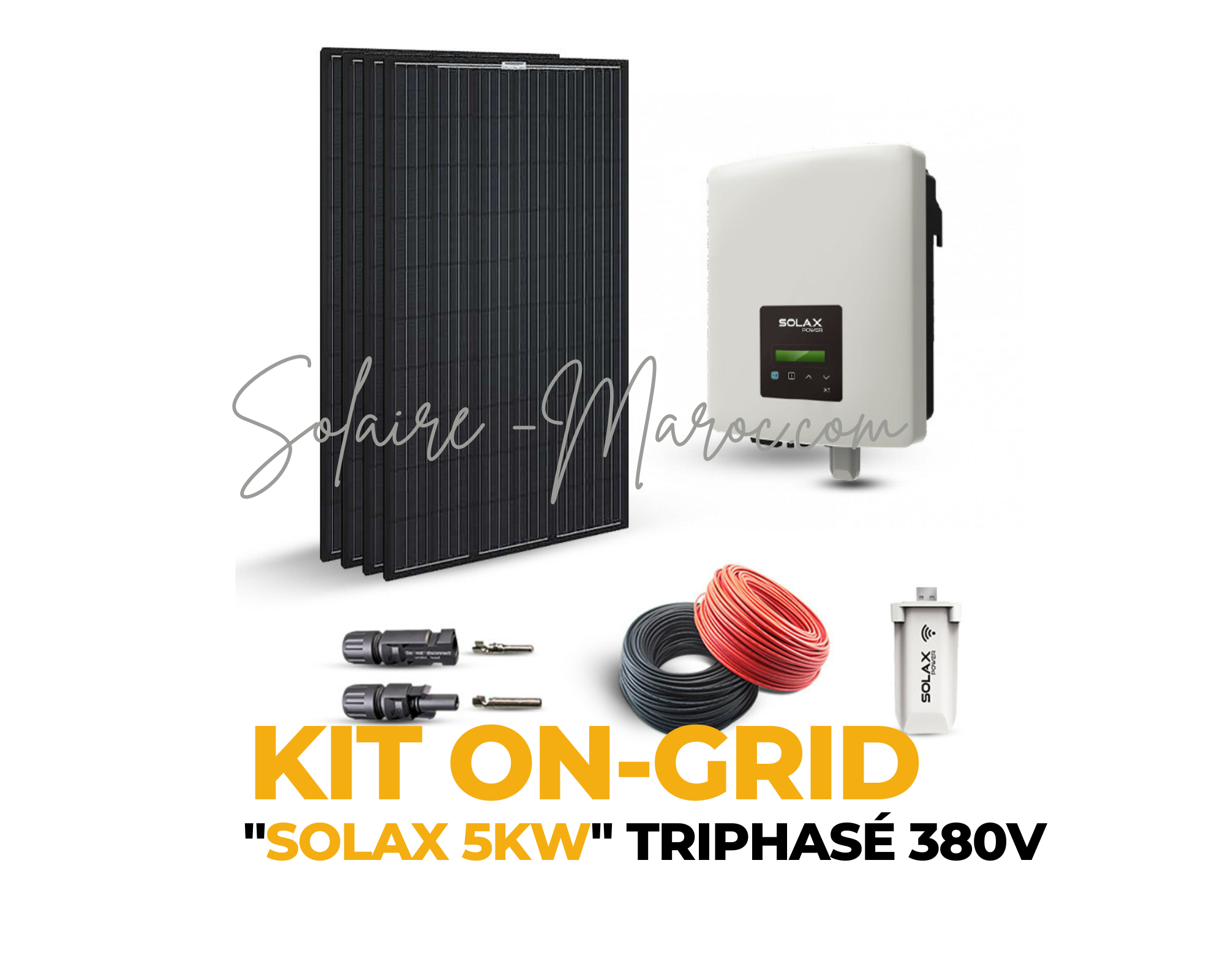 Kit Solaire Photovoltaïque 5KW Moonphasé Réseau connecté